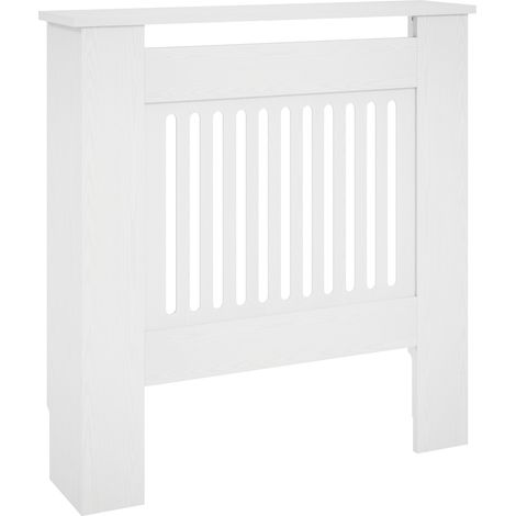 Cache radiateur blanc MDF 78x19x81 cm pour chambre salon, habillage design gain de place