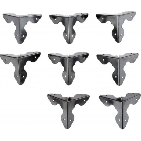 BEBUSINGOTO Lot de 8 protections d'angle de style antique avec vis, protection de coin d'armoire, protection de bord pour boîtier en bois, supports décoratifs, 33 mm, noir (1/5)