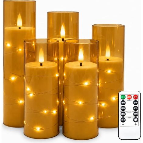 Bougies led Champagne Transparentes, réutilisable, matière Verre, Télécommande, Réutilisables (1/5)