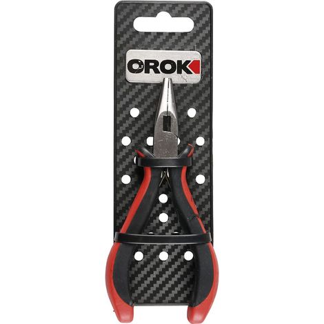 Pince de précision - avec Bec Rond - Longueur: 110mm - en Acier Carbone Finition Nickel - Dotée de poignées à Gain en Plastique (PVC) - Couleur: Rouge et Noir - Pince de précision Bec Rond (1/5)