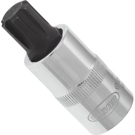 VIGOR Schraubendrehereinsatz, V2209, 1/2 (12,5 mm) Vierkant hohl, Innen Keilprofil Ribe-CV, SW M13 (1/3)