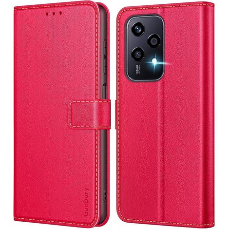 Handyhülle für Honor 200 Lite Leder Schutzhülle Rot Magnet Standfunktion (1/5)