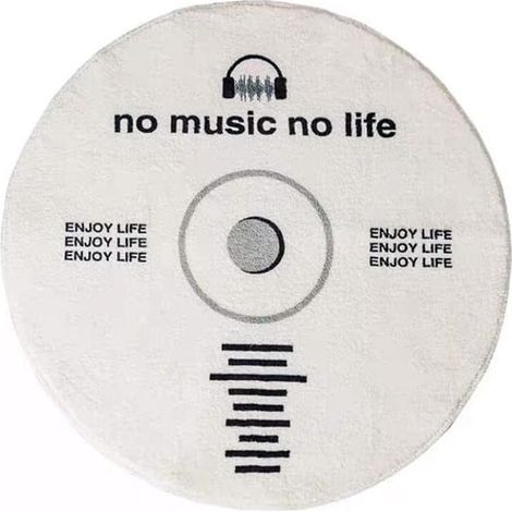 Tapis de sol en forme de CD, disque de musique noir, tapis rond créatif antidérapant pour chambre à coucher et salon (1/5)