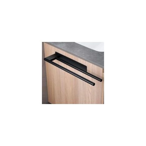 Toallero autoadhesivo de acero inoxidable 304, no requiere taladrar, negro, doble, 39 cm - Crezuo