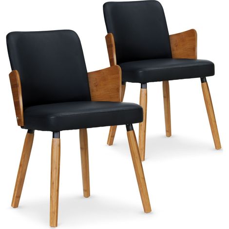 Lot de 2 Chaises Scandinaves "Lori" 75cm Naturel & Noir (1/3)