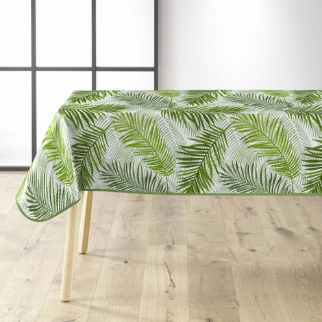Nappe Imprimé "Green Feuilles" 140x240cm Vert (1/4)