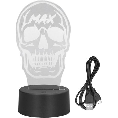 Lampe de nuit LED tactile 7 couleurs changement 3D crâne, alimentation USB, décoration de table cadeau d'anniversaire (1/5)