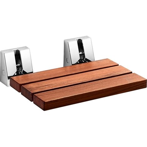 Lineabeta - Sedile doccia Scagni in acciaio inox lucido / teak (1/2)