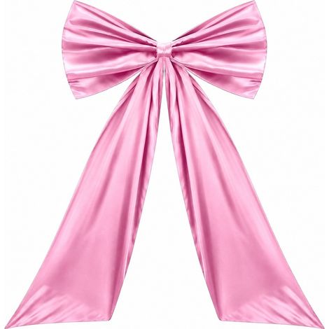 Grand nœud en satin rose pour sapin de Noël, idéal pour décorer couronnes, murs, portes et cheminées. (1/5)