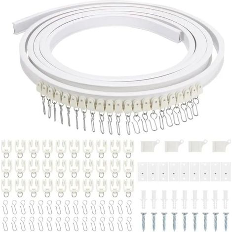 Barre de rideau de plafond flexible et incurvée 3M avec roulettes silencieuses pour douche (1/5)
