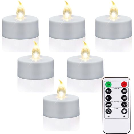 Lot de 24 Bougies Chauffe-Plat LED Sans Flamme Avec Télécommande et Minuterie - Vacillantes, Alimentées Par Piles, Électriques Pour Le Vœux (1/5)