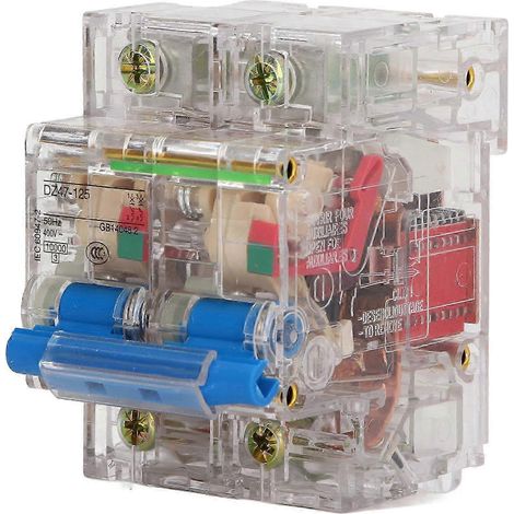 Disjoncteur 2P haute sensibilité 80A 400V, boîtier transparent pour inspection facile, interrupteur automatique à air pour systèmes AC, visibilité optimale du mécanisme. (1/5)