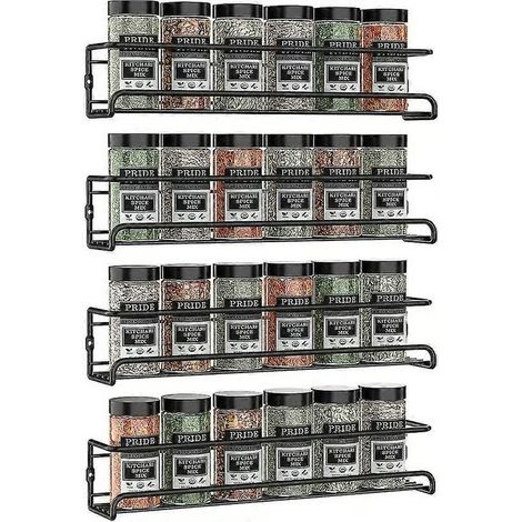 Étagère de cuisine murale à épices (lot de 4) - Support de rangement (1/5)