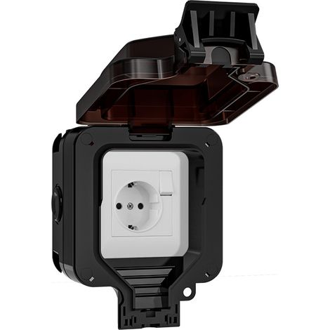 Upgrade Außensteckdose wasserdichte Steckdose IP66 mit Schalter Kontrollleuchte, Außensteckdose Aufputz wetterfest Außensteckdose Gartensteckdose Outdoor abschließbar Klappdeckel Einzelsteckdose (1/3)