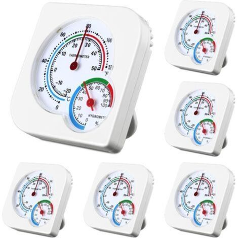 Set di 6 termometri e igrometri per interni - Mini termometro e igrometro con indicatori per casa, camera da letto, cucina, patio, ecc.