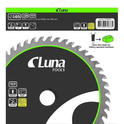 Lame de scie circulaire Luna extra thin 165x20 z24 dents carbure (1/2)