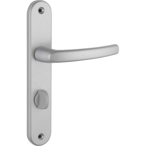 1 - Poignée de Porte - Condamnation - Zamak Fondu - Pour Salle de Bain et Toilette - Finition Argentée - Entraxe 195 cm - Carré 7 mm