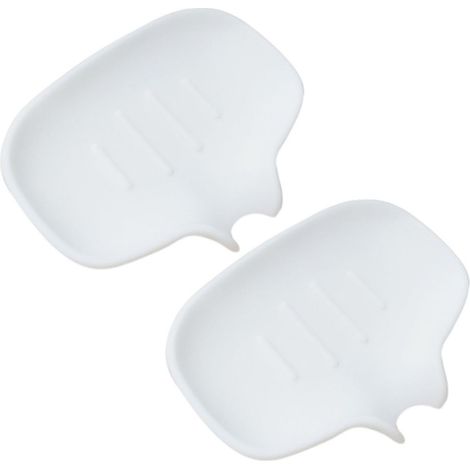 Porte-savon en silicone pour salle de bain, bac de drainage, porte-savon cascade pour cuisine, lot de 2 blancs Label