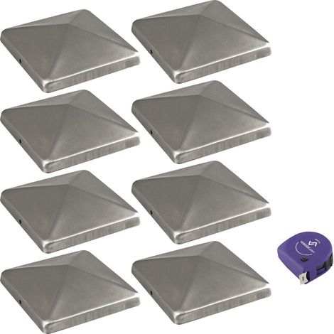 vasalat Pfostenkappe 12x12 cm - Pfosten Abdeckkappen - Pfostenabdeckung aus rostfreiem Edelstahl inklusive Schrauben - 8 Stück (1/4)