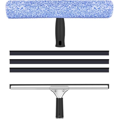 Kit de Nettoyage de Vitres 2 en 1 – Raclette à Vitre Professionnelle 35 cm Lave-vitres avec 3 Lames de Rechange (1/5)