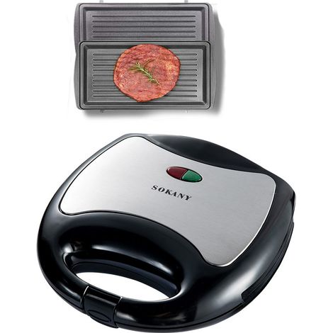 Appareil à sandwichs, gaufrier, grille-pain et grill électrique avec plaques antiadhésives pour un nettoyage facile et une chauffe rapide. - AquaForge (1/5)