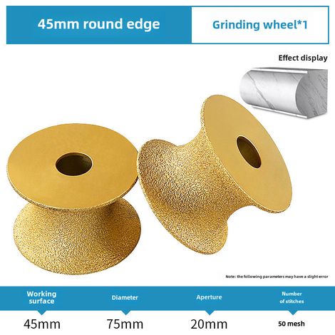 Meule à meuler en pierre à bord semi-circulaire pour le meulage du marbre, du quartz, des carreaux de pierre, le brasage et le polissage. Disque de meulage diamanté pour meuleuse d'angle (épaisseur de (1/5)