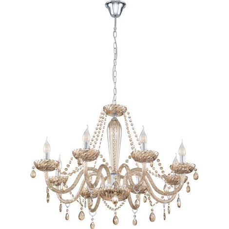 Lustre suspension en cristal BASILANO in COGNAC, 8 ampoules (1/3)