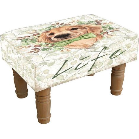 Dog Print Design Footstool - L26 x W40 x H26 cm