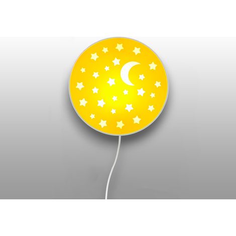 LED Kinderzimmer Wandlampe mit Stecker und Schalter, Gelb Ø 25cm (1/5)