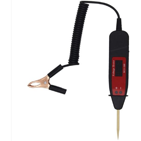 Testeur de tension numérique LCD pour voiture DC 5-36V, avec lampe LED et stylo électrique (1/5)