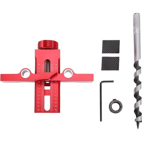 BelleRise - Outil pose porte portes – Gabarit double perçage 10 mm – Aluminium anodisé, percée simultanée – pour armoires 8-40 mm (1/5)