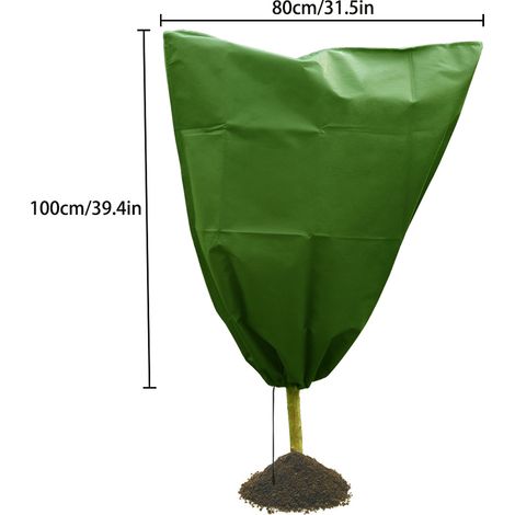 Housse de protection en non-tissé à cordon coulissant, lot de protection antigel pour plantes et arbustes, résistante au froid (1/5)