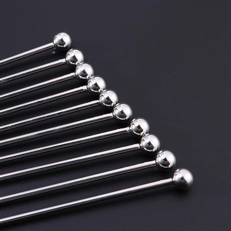 10 Tiges Mélangeuses en Acier Inoxydable, Cuillères à Cocktail et Café, Agitateurs Réutilisables pour Bar Maison Bureau (1/5)