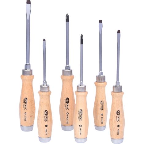 KS Tools 300.1050 ERGOTORQUE WOODmax Schlag-Schraubendreher-Satz, 6-tlg. (1/5)