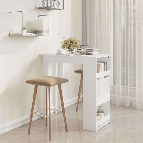 vidaXL Table de bar rangement Blanc 102x50x103,5 cm Bois d'ingénierie (1/5)