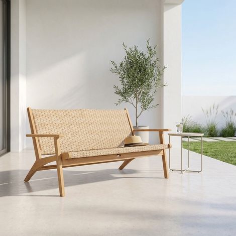 Banc de jardin bois d'acacia 2 places couleur teck - Belize