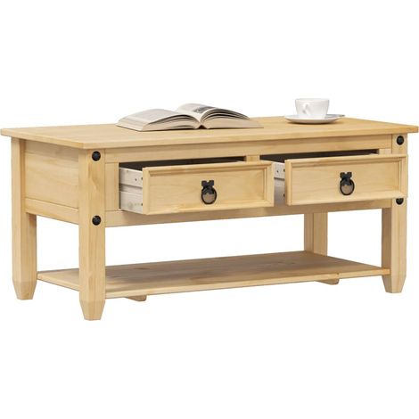 Coffee Table with Drawers Corona 100x48x45 cm Solid Wood Pine vidaXL (1/5)