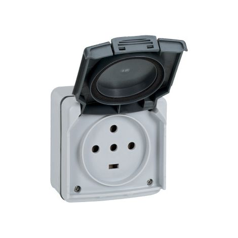 LEGRAND - Plexo - LOT de 5 Prises de courant 3P+N+T - 20A - Saillie - Gris - Ref. : 091657X5