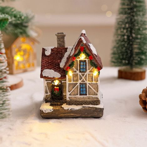 Maison De Noël Éclairée - Décoration De Table En Résine - Pour Intérieur - Modèle Unique - 1 Pièce (1/4)