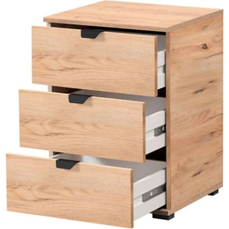 Comodino Talana, 3 Cassetti, un Ripiano, Apertura Scorrevole, 45x40x63h cm Marrone Rovere Nodi