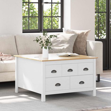 vidaXL  Coffee Table  HILL White and Honey Brown 79.5 x 79.5 x 49 cm