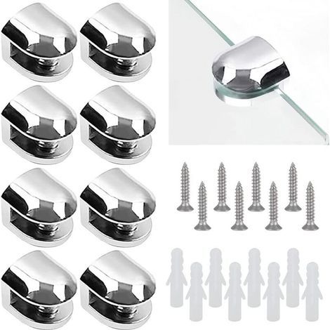 Set di 8 morsetti per vetro ZOLGINAH, supporto per vetro regolabile, morsetto di supporto per vetro, supporto regolabile per pareti divisorie in vetro, può installare vetro di spessore da 6 a 10 mm co (1/5)