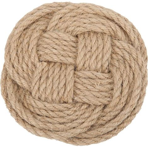 Support de Pot Tapis Antidérapant Jute Tissé Dessous de Plat Moderne Épaissir Isolation Thermique Marron sous-Verres pour Tasse Plat Pan Salle à Manger Cuisine (Marron, Rond) (1/5)