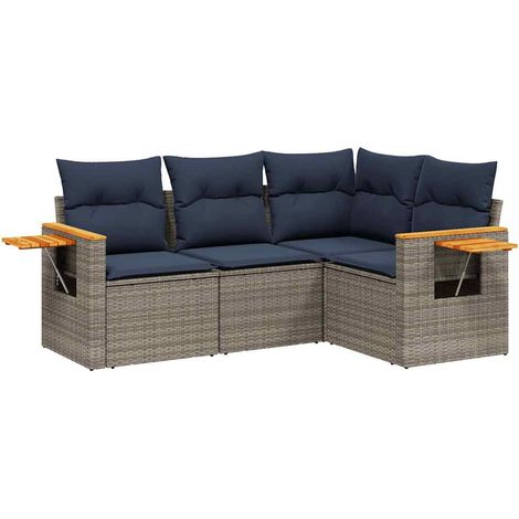 Maison Exclusive - 4-tlg. Garten-Sofagarnitur mit Kissen Grau Pol