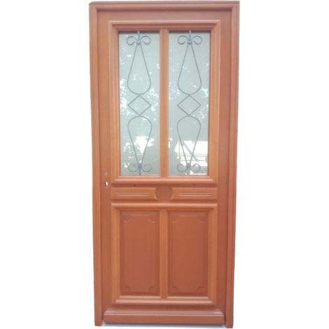 Porte d'entree Bois vitree, Baya, H,200xl,80 p, droit Cotes Tableau (1/2)