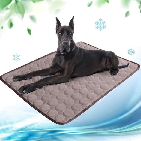 Tapis rafraîchissant pour chien et chat 70 x 55 cm, auto-refroidissant, étanche et antidérapant, pour cage, panier et voiture, marron (1/5)