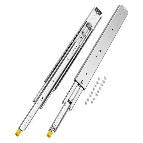 1 Par de Correderas Dobles para Cajones de Extensión Completa, Carga de 226,8 kg, Rodamiento de Bolas con Riel Deslizante para Cajones de Montaje Lateral con Bloqueo, 793 x 76 x 19,5 mm (1/5)