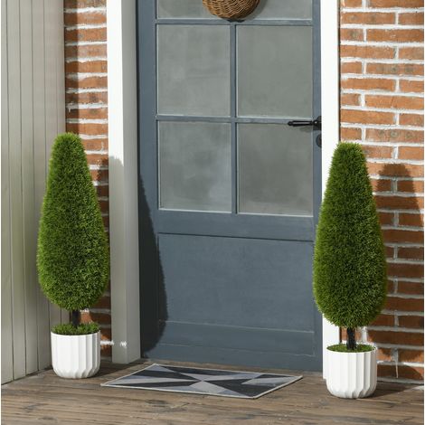 CHICFURN Set di 2 cipressi artificiali 90 cm in plastica verde per interno ed esterno (1/5)