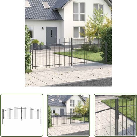 vidaXL Außenbarriere - Doppeltor mit Schloss Grau 400 x 199.5 cm Stahl (1/5)