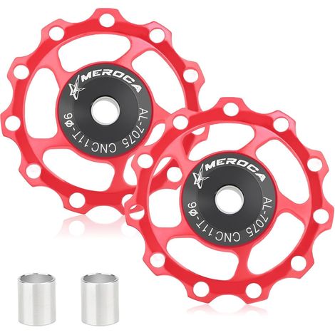 2 Pcs 11T Poulie Dérailleur Arrière Poulie de Jockey de Vélo Roues Jockey Bike en Alliage D'aluminium Rouleau, Galet Guide Poulie, Bicyclette Poulie Dérailleur Arrière Guide, pour VTT et Vélo Route (1/5)